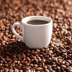 Espresso cup on coffee beans