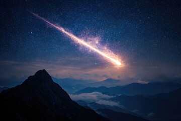 Falling Star Over Mountain