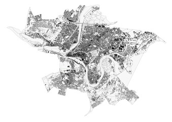 Obraz premium Kaunas Comprehensive Vector Map: Highways and Buildings