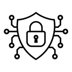 Cybersecurity Lock Icon – Shield with Digital Lock PNG