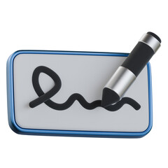 Digital signature pad 3D Icon colorful style