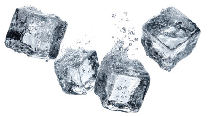 Obraz premium Four Flying Ice Cubes Transparent Background