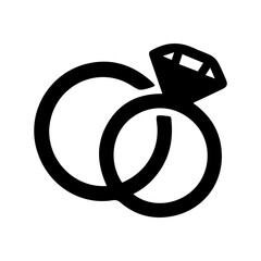 Wedding ring icon with transparent background in black and white style
