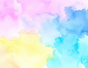 Obraz premium Pastel Watercolor Wash Pink Yellow and Blue Abstract Texture Background.