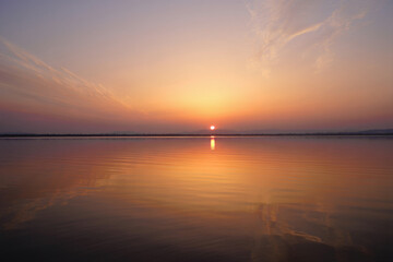 Fototapeta premium sunset over the lake