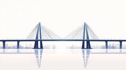 Fototapeta premium City Bridge over Water, Calm Atmosphere, Illustration