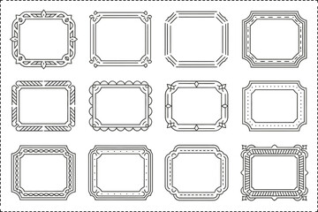 Classic rectangular frame collection, vintage border set, elegant invitation design, unique creative vector illustration