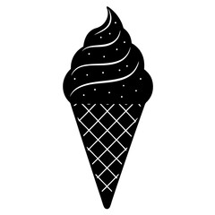 A delicious swirl of ice cream in a waffle cone, a perfect sweet treat on a hot day