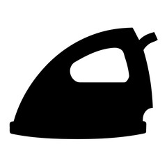 A black silhouette of an iron isolated on a white background