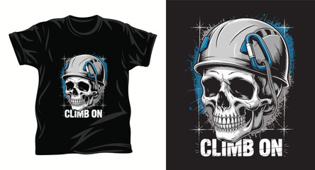 Climbing graphic T shirt design print.