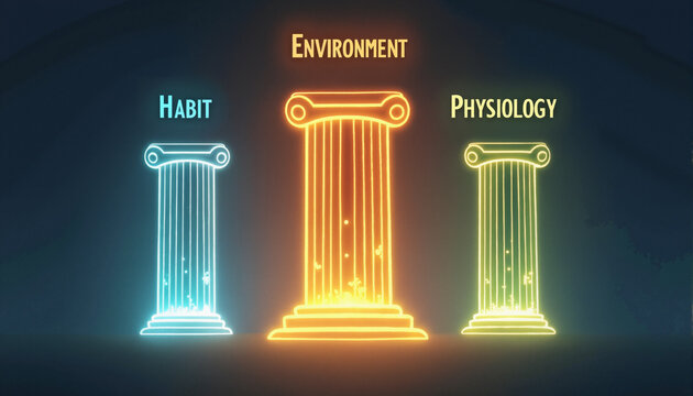 s three pillars with the words "habit
