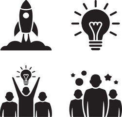 Business Innovation Silhouette Icon Bundle