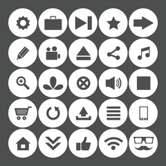 Universal Flat Round Icon Set – Essential Symbols for Web & App UI