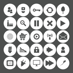 Universal Flat Round Icon Set – Essential Symbols for Web & App UI
