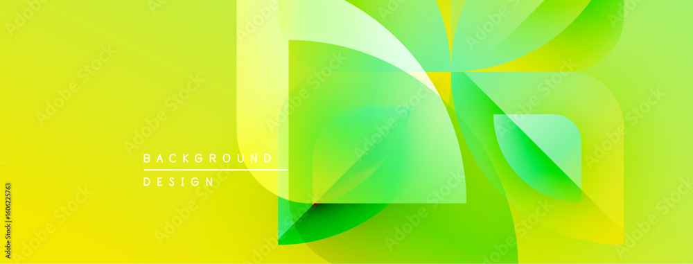 Poster abstract yellow green design. overlapping shapes create dynamic visual effect. modern background for