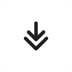 Black down arrow icon with rounded corners on white background download direction