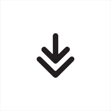 Black down arrow icon with rounded corners on white background download direction