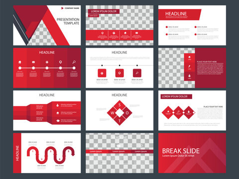 Red presentation infographic templates