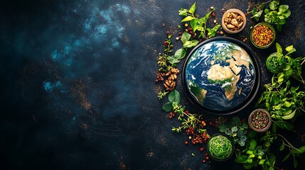 Vibrant earth cradled by eco-friendly business icons