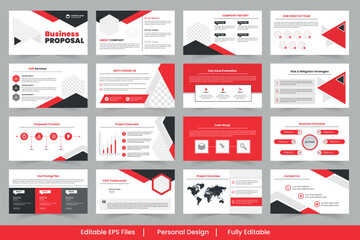 corporate presentation template design, Business proposal layout featuring company overview, pricing plans, and project timeline.