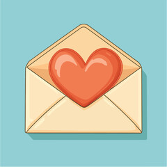 The envelope and a card with a heart inside isolated vector illustration