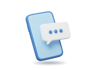 3D illustration of a modern smartphone with a blue frame and a light blue screen