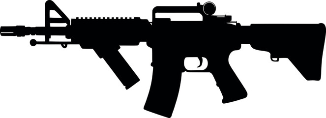 Assault rifle silhouette with tactical optics