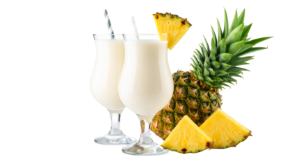 piña colada cocktail with pineapple isolated on a white background 