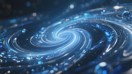 Abstract Spiral Galaxy with Blue Tones and Glittering Stars