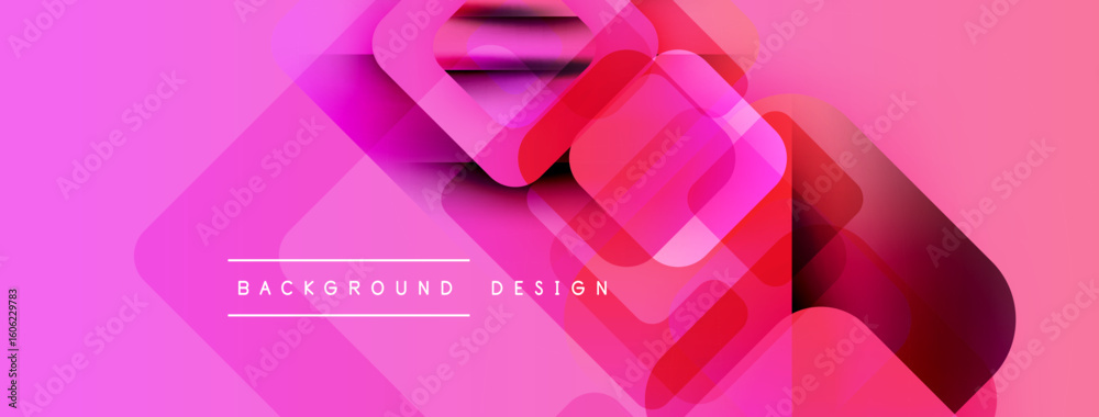  abstract pink background. overlapping squares create dynamic visual effect. text reads background de