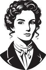 Women face Classic shadow Cameo women icons black and white 