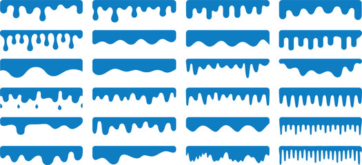 Obraz premium Collection of blue drips and slime borders silhouette