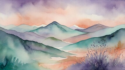 Design abstract landscapes with blended watercolors