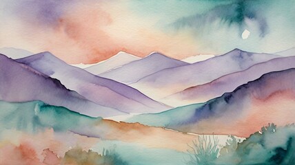 Design abstract landscapes with blended watercolors