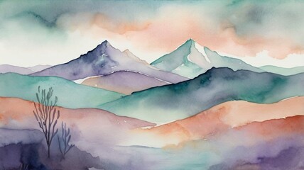 Design abstract landscapes with blended watercolors