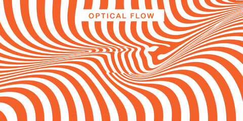 Abstract orange and white optical flow pattern silhouette