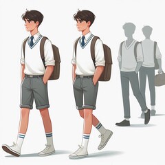 A child who was walking to school in a gray school uniform