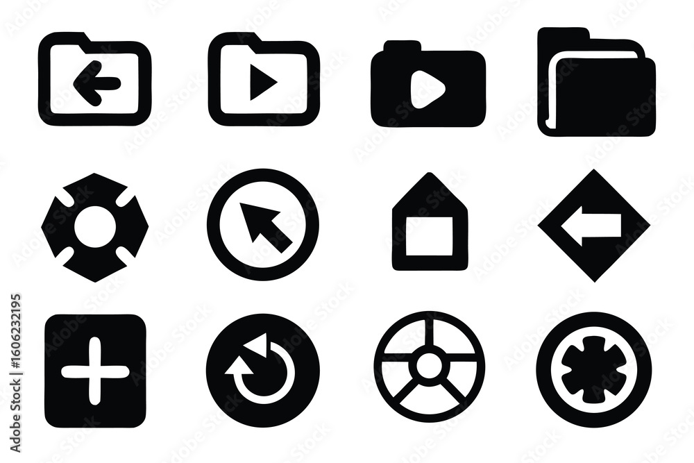 Poster vector art of a collection of basic user interface icons isolated on white background