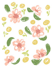 seamless pattern with flowers and leaf