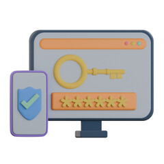 Two-Step Verification Device 3D Icon Colorful Design