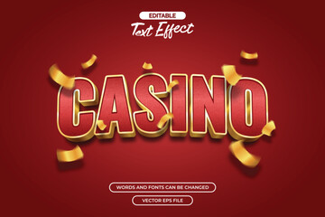 Casino editable text effect with 3d gold text style and with gold confetti decoration