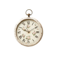 Cream-colored wall clock with delicate floral design