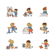 Childhood Activities: A Collection of Illustrated Scenes