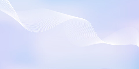 Abstract pastel purple gradient background with white subtle wavy lines - futuristic minimalist vector illustration. Elegant pale curved stripes, smooth dynamic swooshes. Light clean design template.