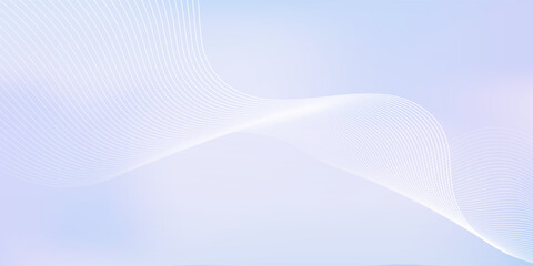 Abstract pastel purple gradient background with white subtle wavy lines - futuristic minimalist vector illustration. Elegant pale curved stripes, smooth dynamic swooshes. Light clean design template.