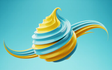Photo of a swirling ribbon of blue and yellow colors
