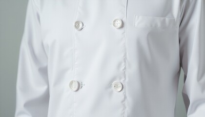 Close-up of a White Chef's Coat with Buttons