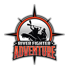 Rafting and Kayaking Logo Design. Outdoor Adventure sports Logo Design Illustration Vector