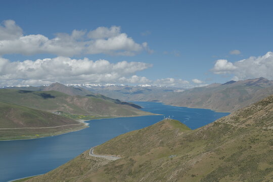 Tibetan lake on the highest plateau in the world