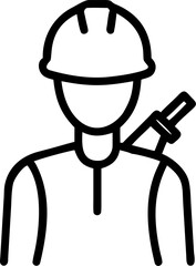 construction worker vector icon on white or transparent background. Construction tools Stroke icon collections. Editable Stroke icon collection Outline icon.